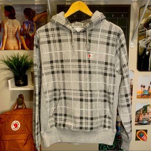 Grey plaid Champion hoodie